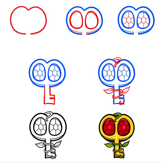 Desenhos de Chave em formato de coração