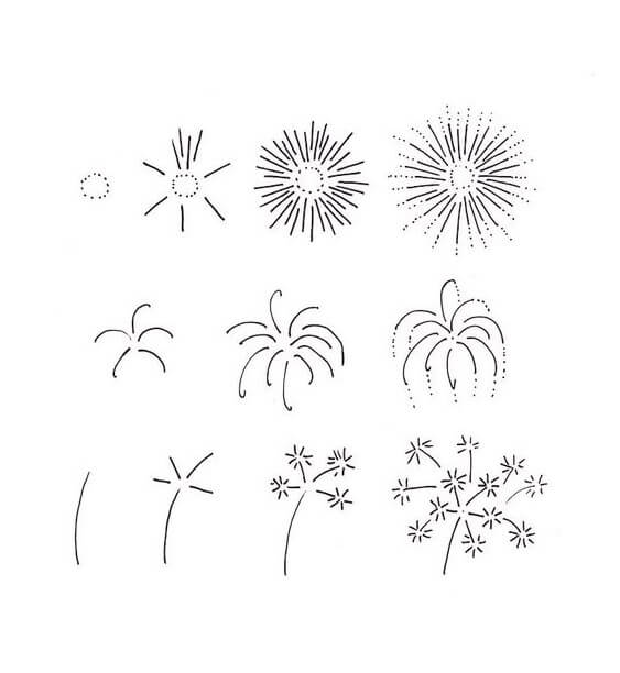 Desenhos de Contorno de fogos de artifício