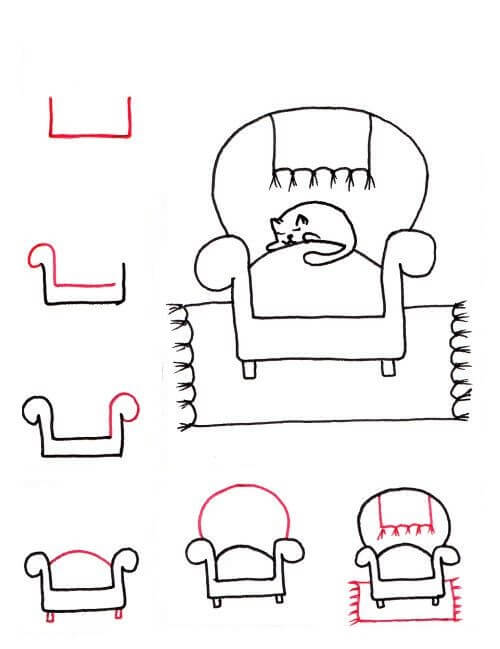 Desenhos de Contorno de sofá