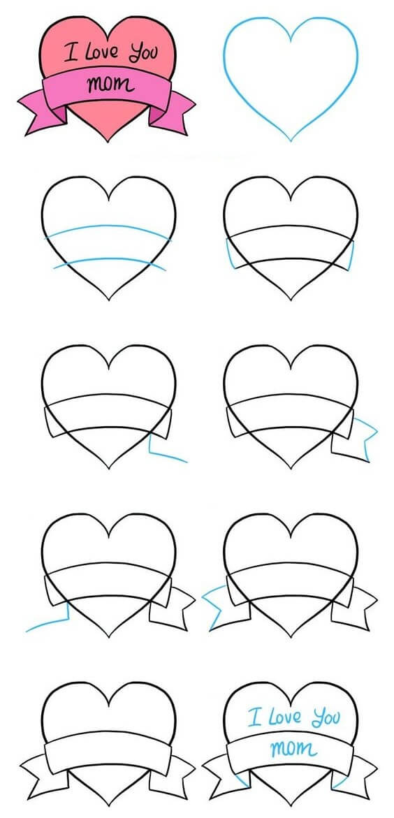Desenhos de Coração amor mamãe