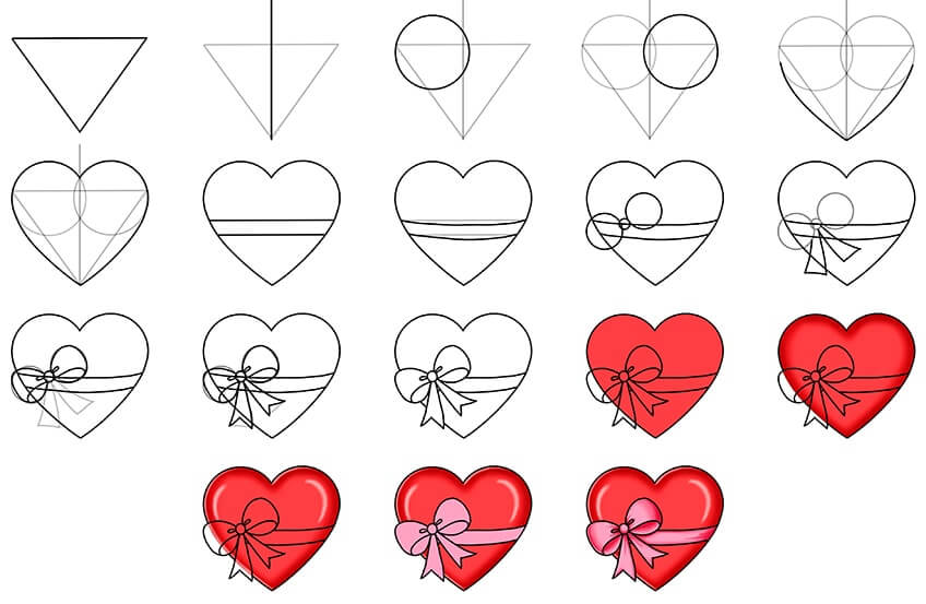 Desenhos de Coração com laço
