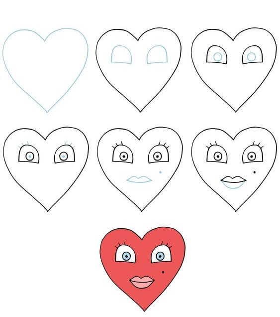 Desenhos de Coração com rosto