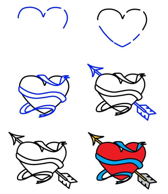 Desenhos de Coração e Flecha