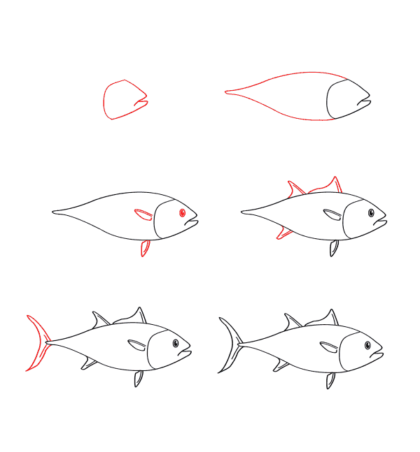 Desenhos de desenho de atum simples