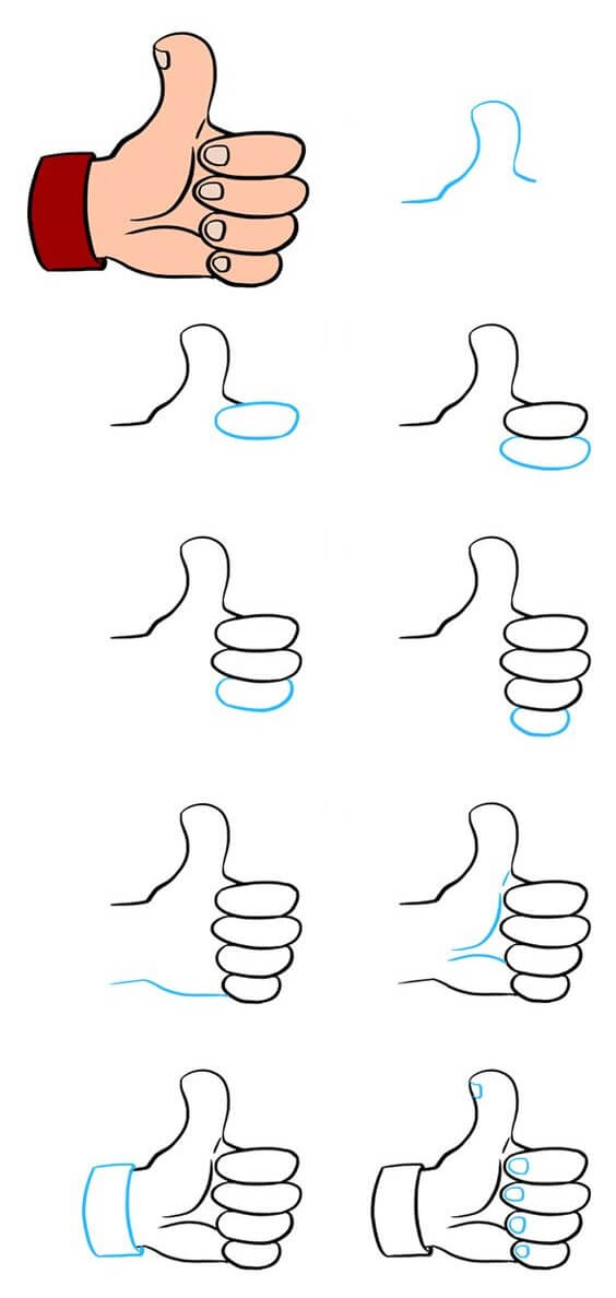 Desenhos de Detalhes do Polegar para Cima