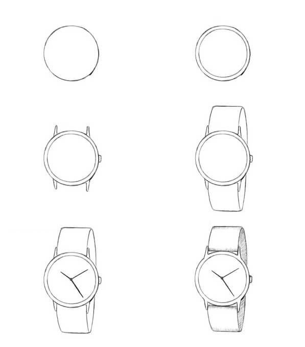 Desenhos de Esboço de relógio de pulso
