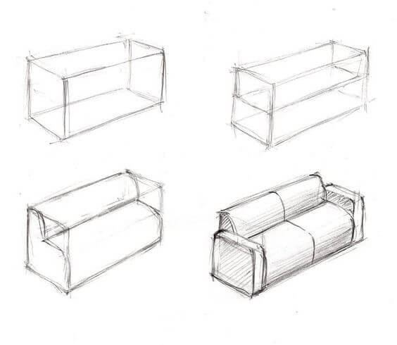 Desenhos de Esboço de sofá