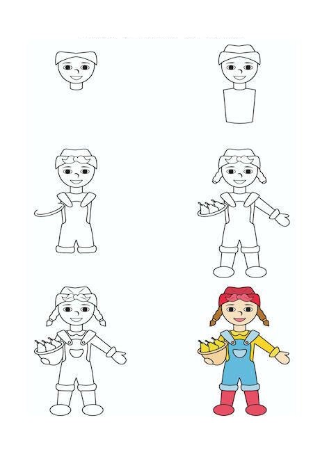 Desenhos de Fazendeira para crianças