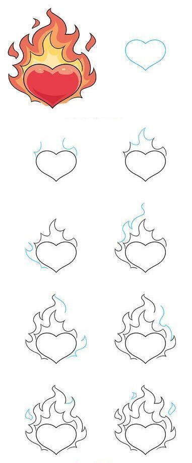 Desenhos de Fogo do coração