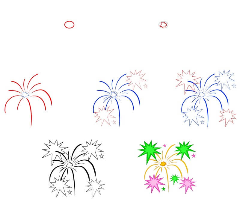 Desenhos de Fogos de artifício fáceis