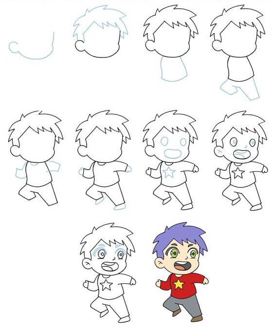 Desenhos de Garoto de anime corre