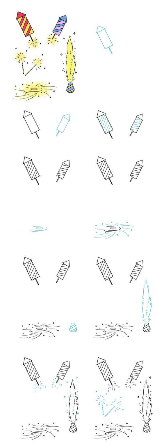 Desenhos de Imagem básica de fogos de artifício