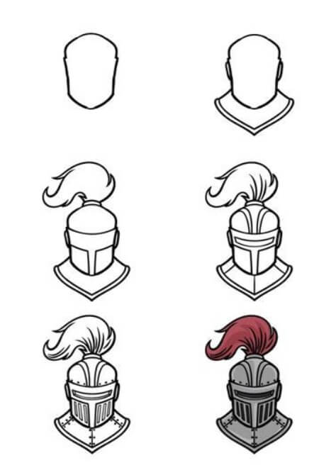 Desenhos de impressão de cabeça de cavaleiro