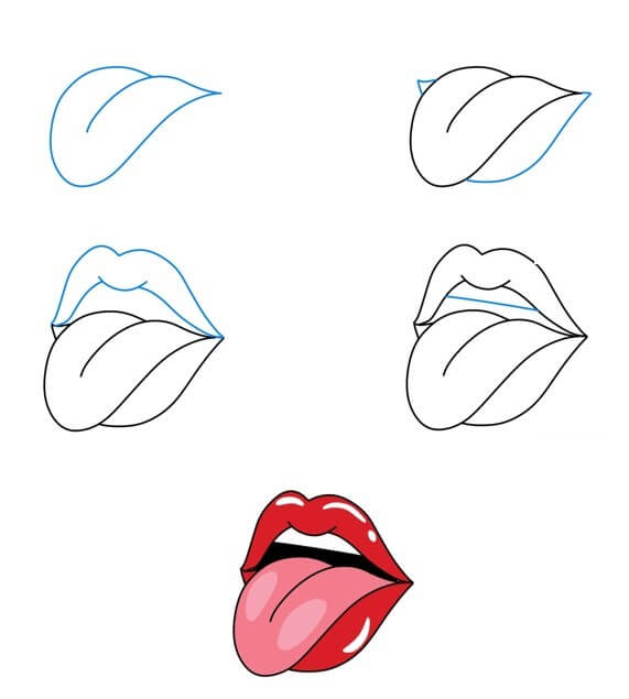 Desenhos de Lábio e língua