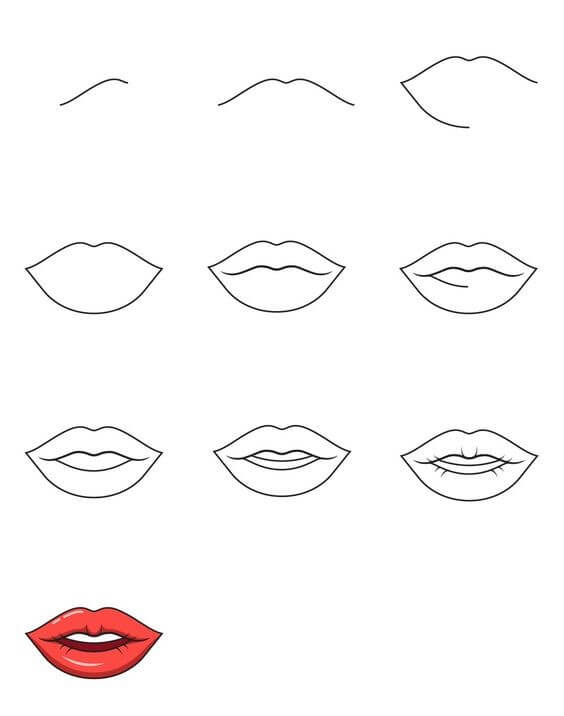 Desenhos de Lábio fino