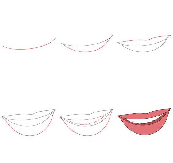 Desenhos de Lábio sorridente