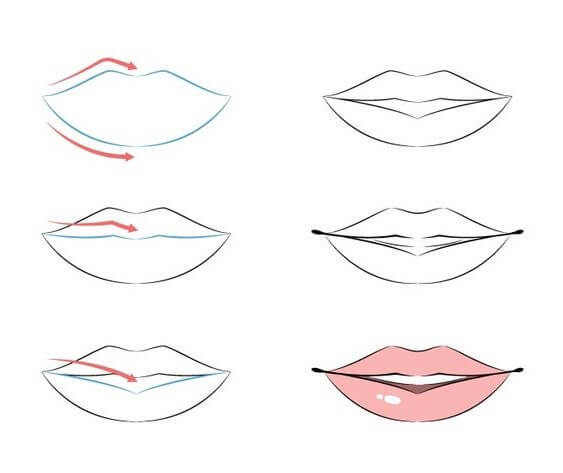 Desenhos de Lábio sorridente simples