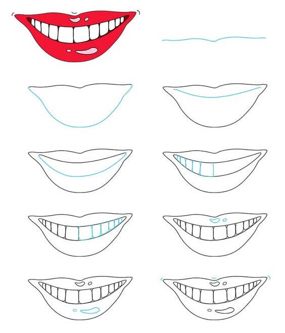 Desenhos de Lábio sorridentes para imprimir