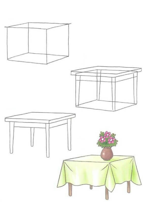 Desenhos de Mesa e flor