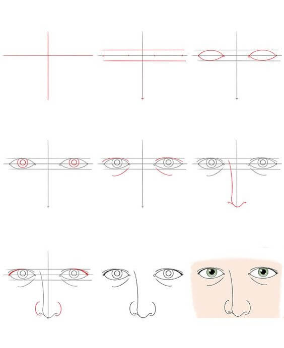Desenhos de Nariz e olhos