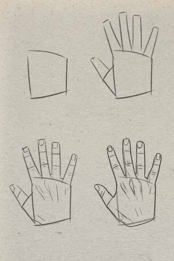 Desenhos de Passos para as mão