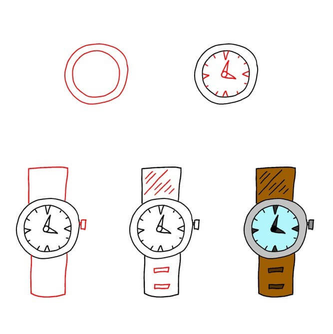Desenhos de Relógio de pulso básico