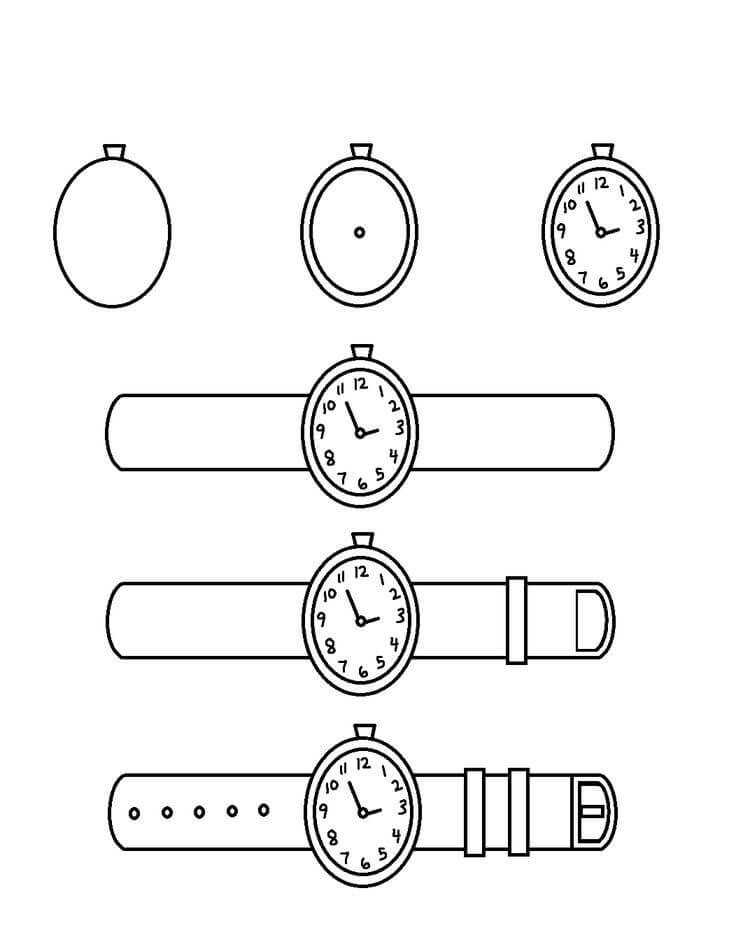 Desenhos de Relógio de pulso muito fácil