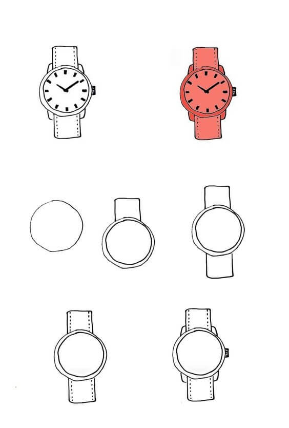Desenhos de Relógio de pulso vermelho