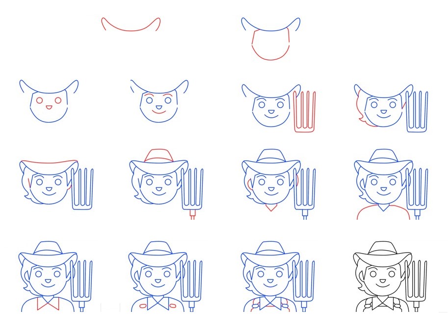 Desenhos de Retrato de fazendeiro