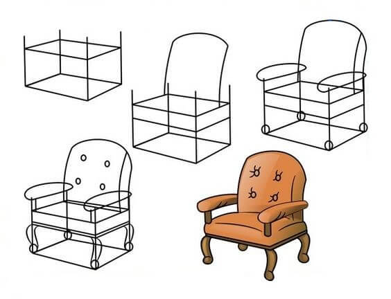 Desenhos de Sofá antigo e básico