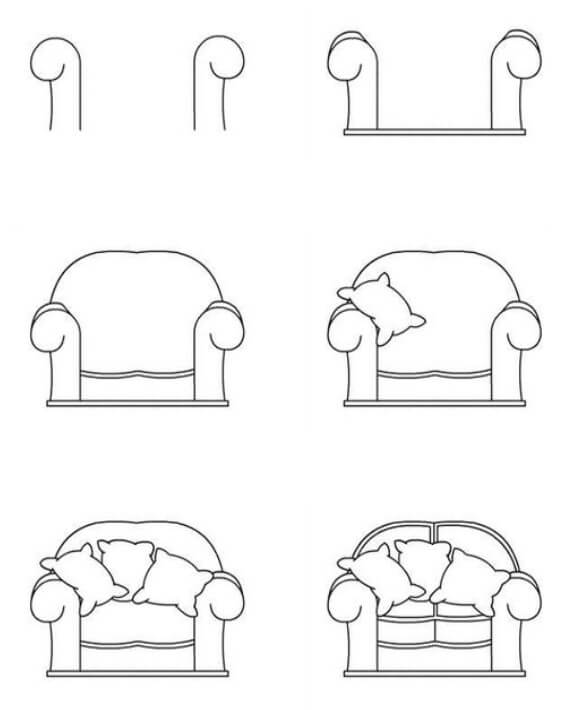 Desenhos de Sofá individual básico