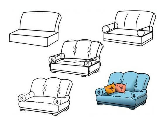 Desenhos de Sofá individual
