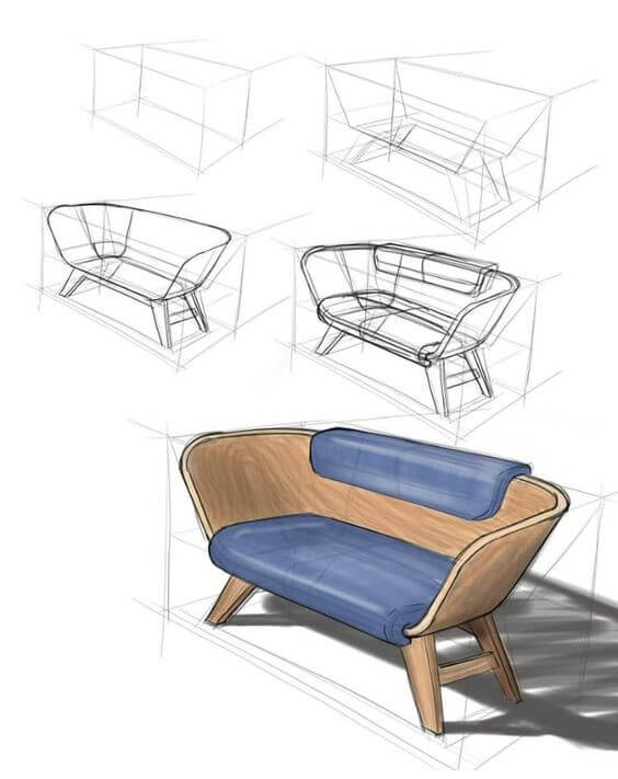 Desenhos de Sofá moderno