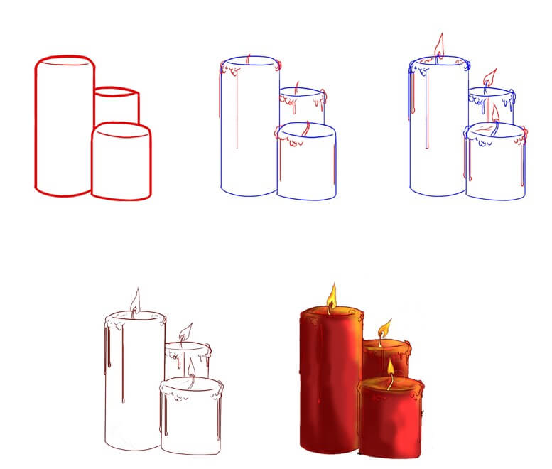 Desenhos de Três Velas