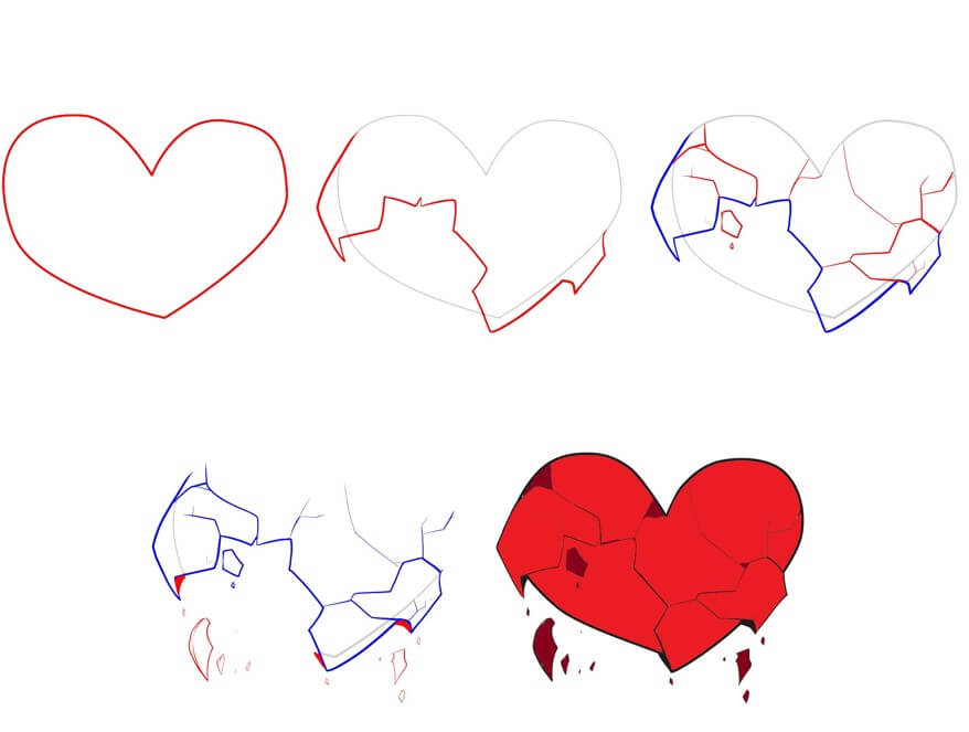 Desenhos de Um coração despedaçado