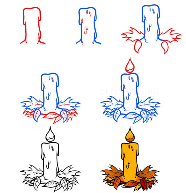 Desenhos de Vela e folhas