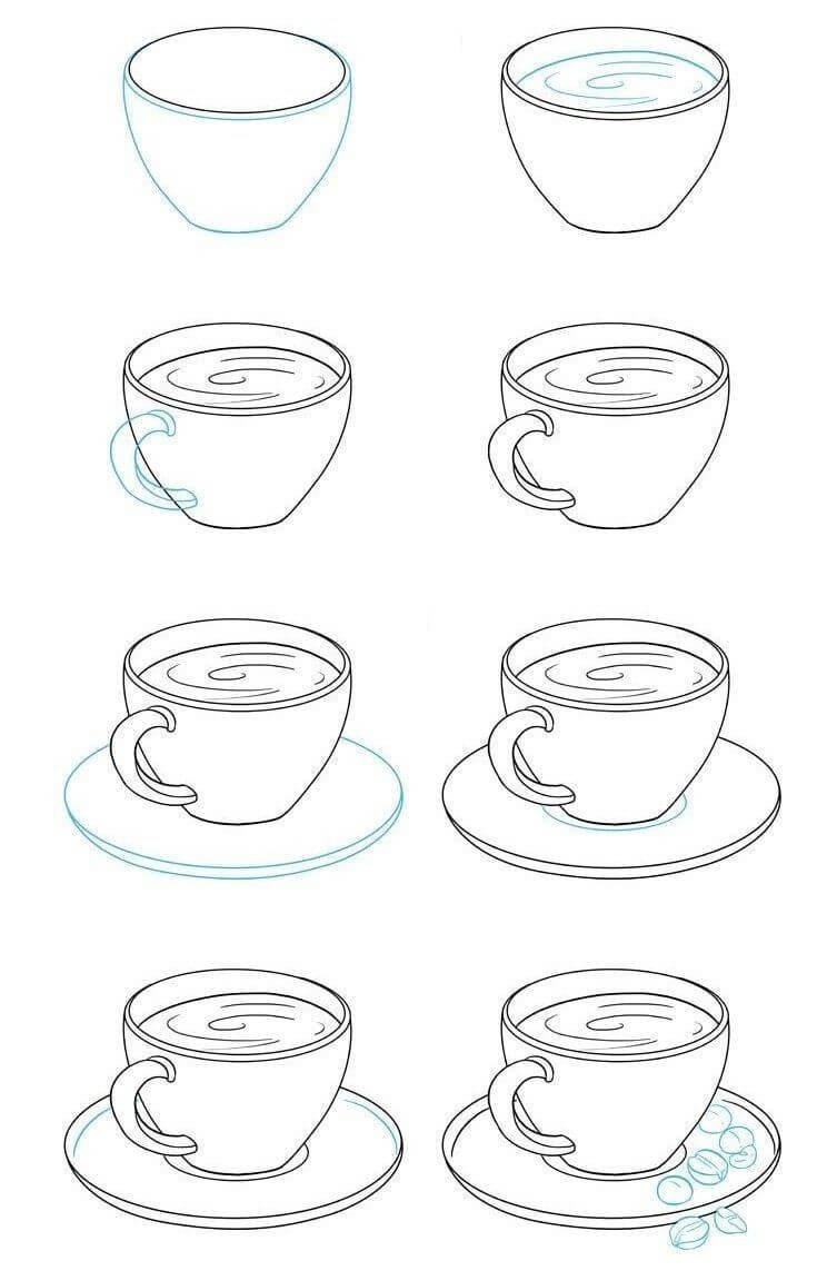 Desenhos de Xícara e café