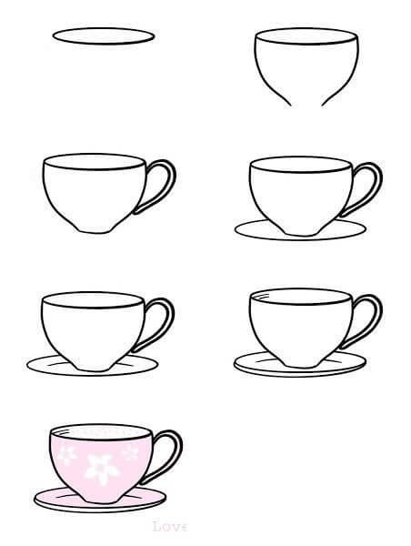 Desenhos de Xícara Rosa