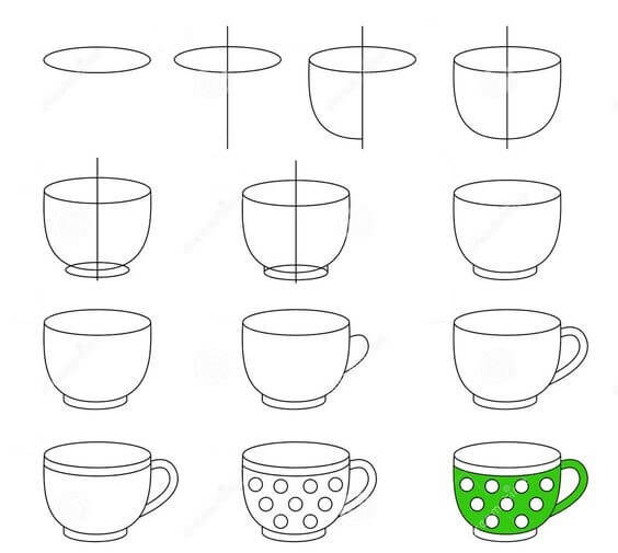 Desenhos de Xícara Verde