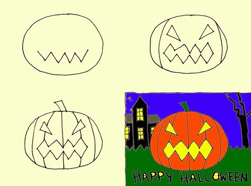 Desenhos de Abóbora assustadora de Halloween