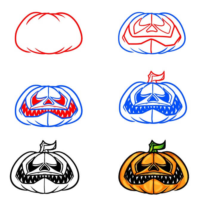 Desenhos de Abóbora feia de Halloween