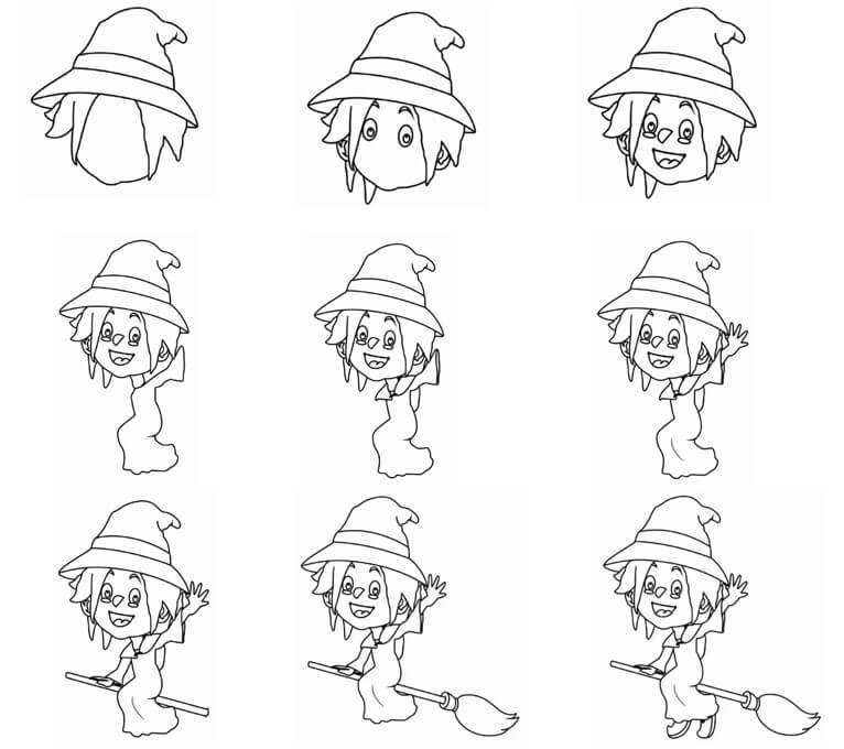 Desenhos de Bruxa acenando