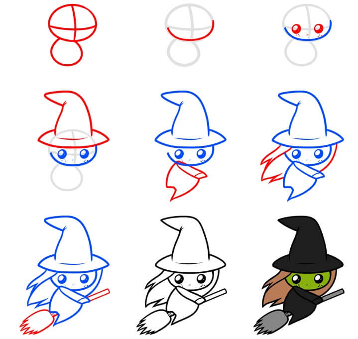 Desenhos de Bruxa simples
