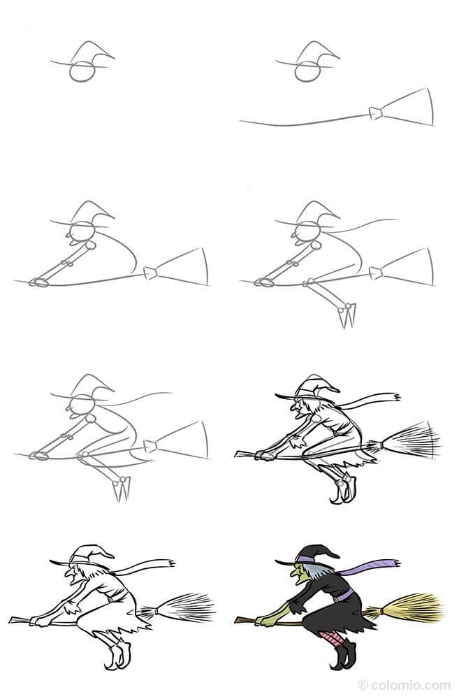 Desenhos de Bruxa voando