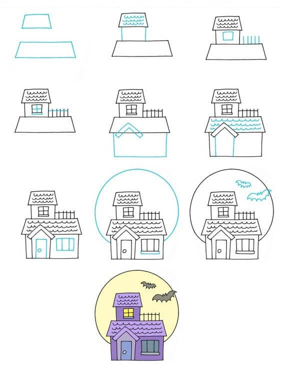 Desenhos de Casa de Halloween fácil