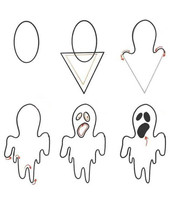 Desenhos de Contorno de fantasma de Halloween