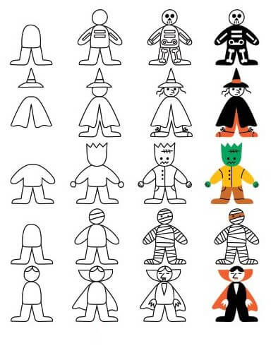 Desenhos de Fantasias de Halloween grátis