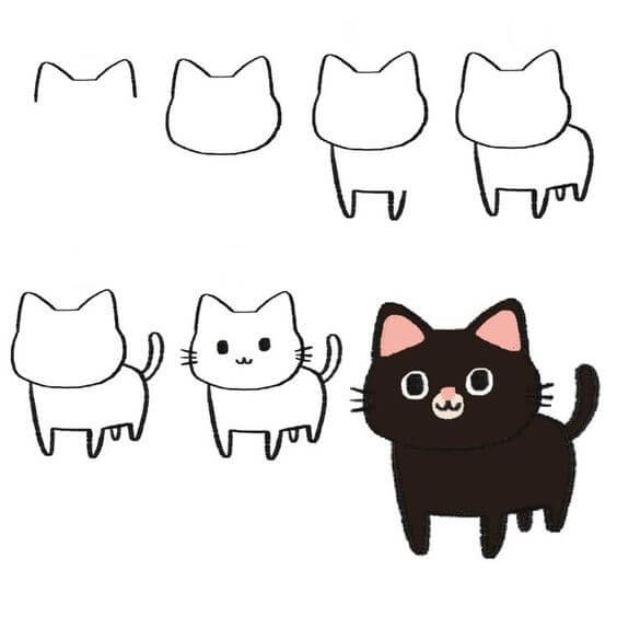 Desenhos de Gato de Halloween fácil