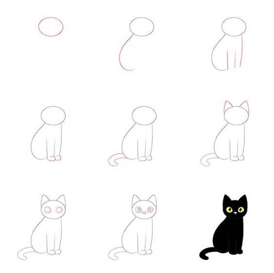 Desenhos de Gato preto de Halloween