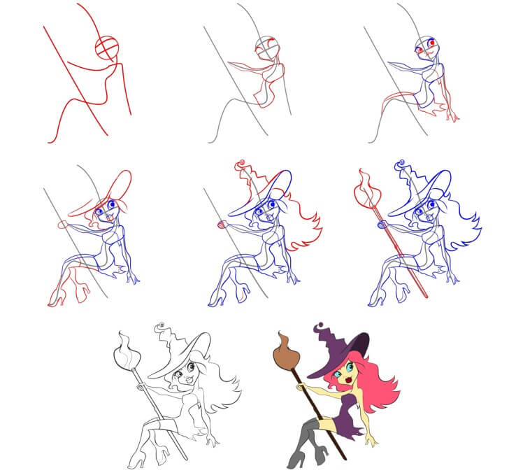 Desenhos de Imagem adorável de bruxa